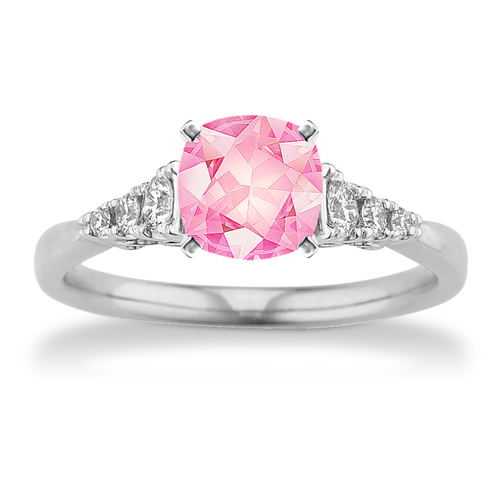 5.92 mm Pink Natural Sapphire Engagement Ring in White Gold