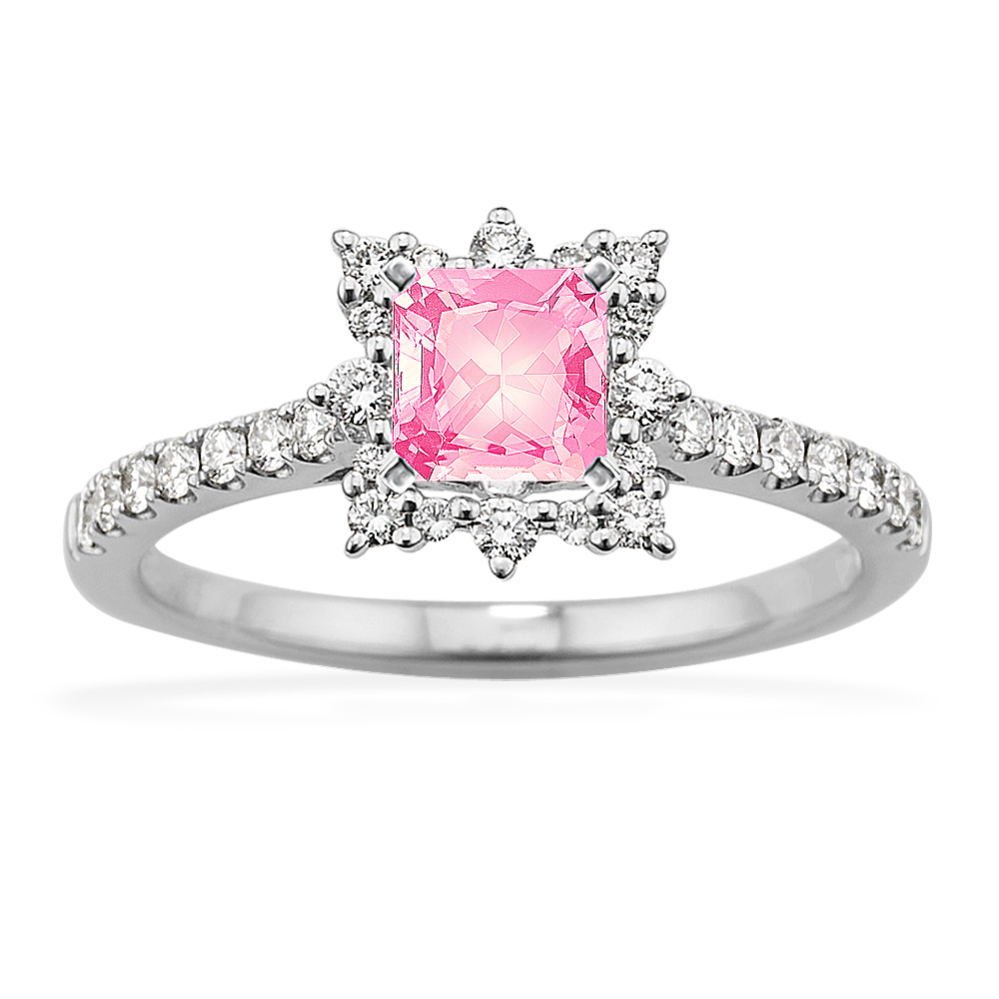 4.79 mm Pink Natural Sapphire Engagement Ring in White Gold