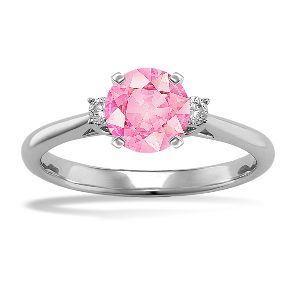 5.56 mm Pink Natural Sapphire Engagement Ring in White Gold