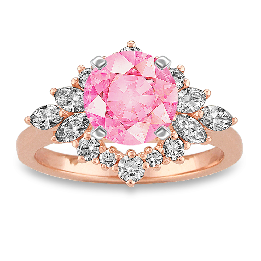 7.09 mm Pink Natural Sapphire Engagement Ring in Rose Gold
