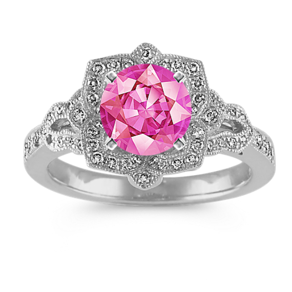 Cherry Blossom Halo Engagement Ring