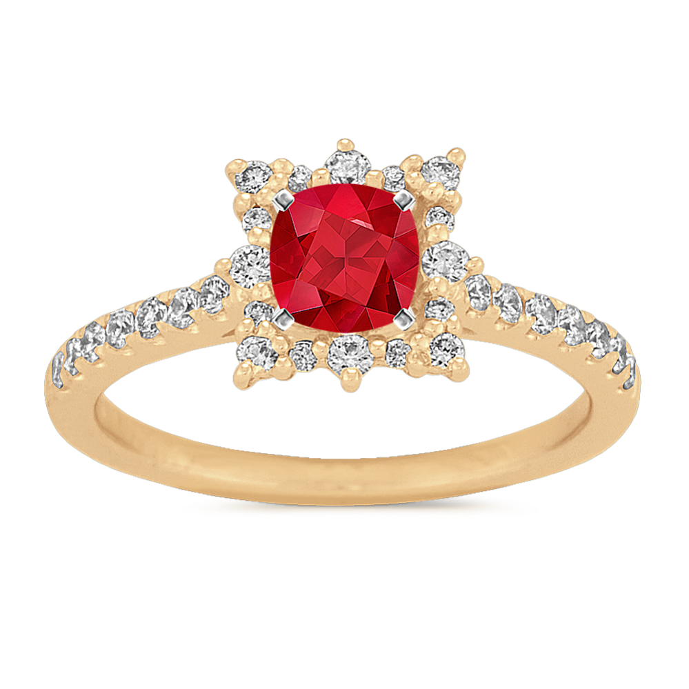 4.42 mm Natural Ruby Engagement Ring in Yellow Gold