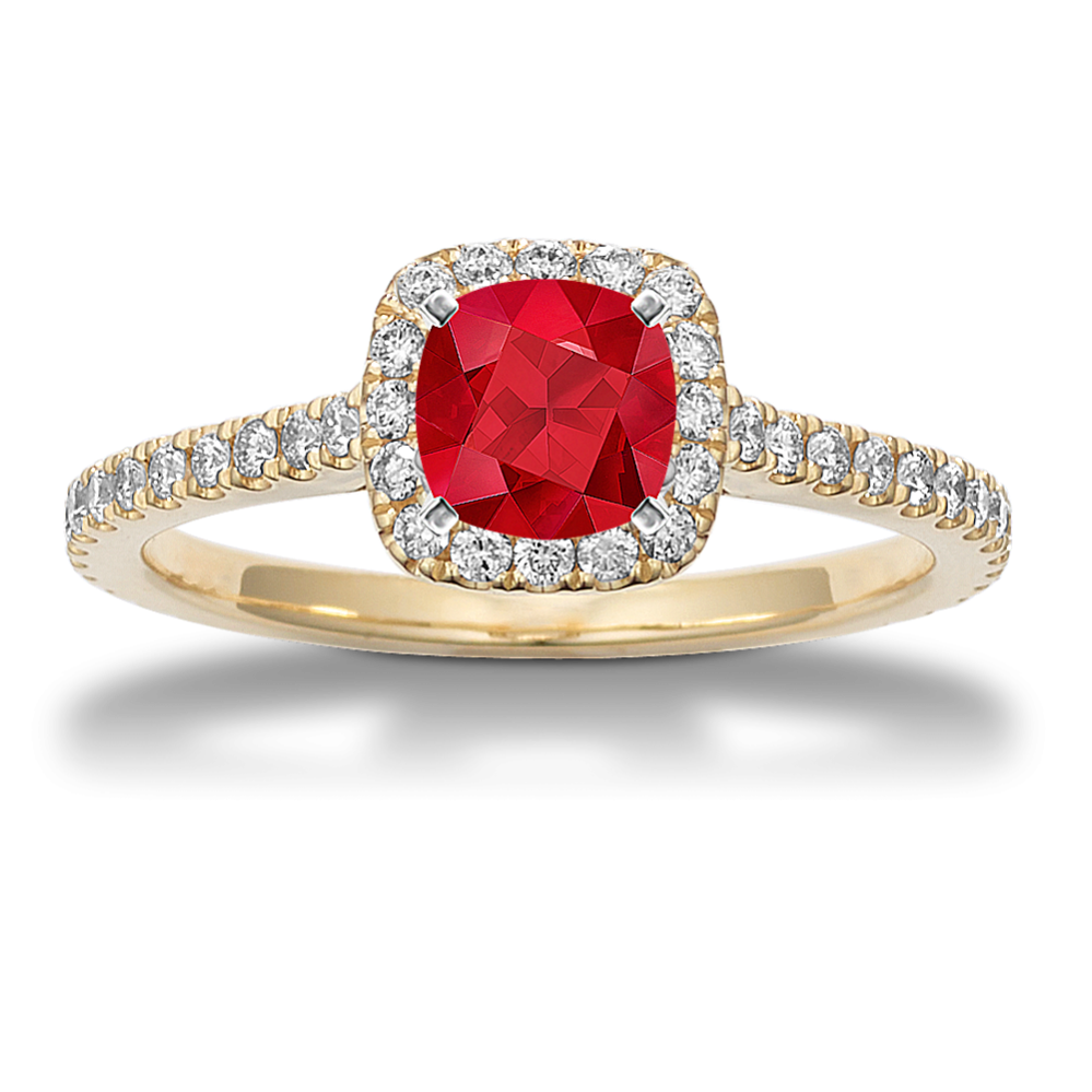 Ella Halo Engagement Ring for 0.75 ct Cushion