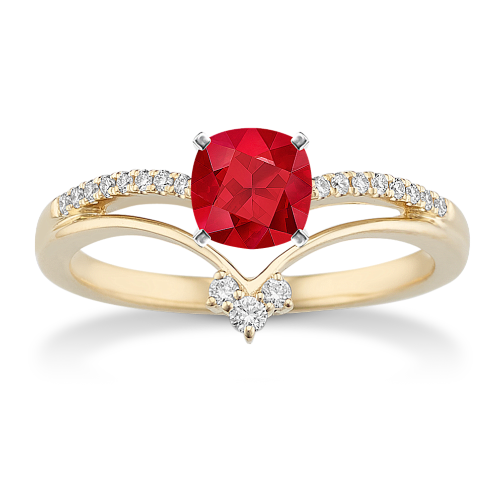 4.96 mm Natural Ruby Engagement Ring in Yellow Gold