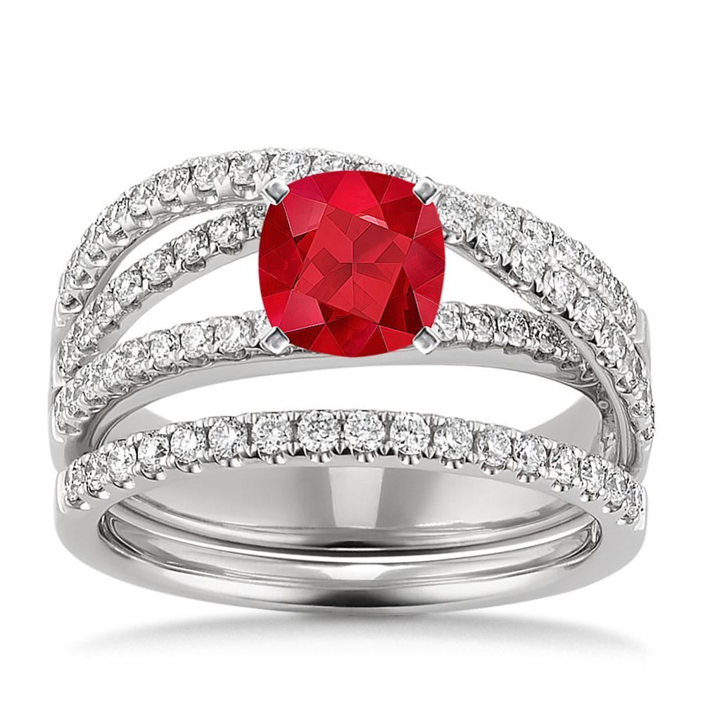5.47 mm Natural Ruby Engagement Ring in White Gold
