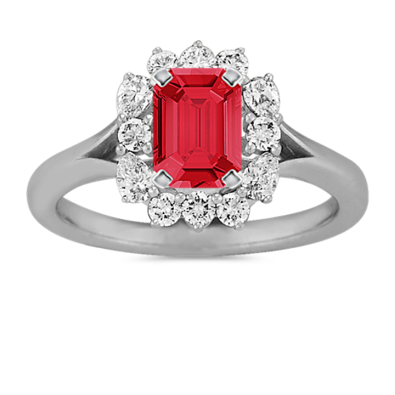 Lotus Diamond Halo Engagement Ring