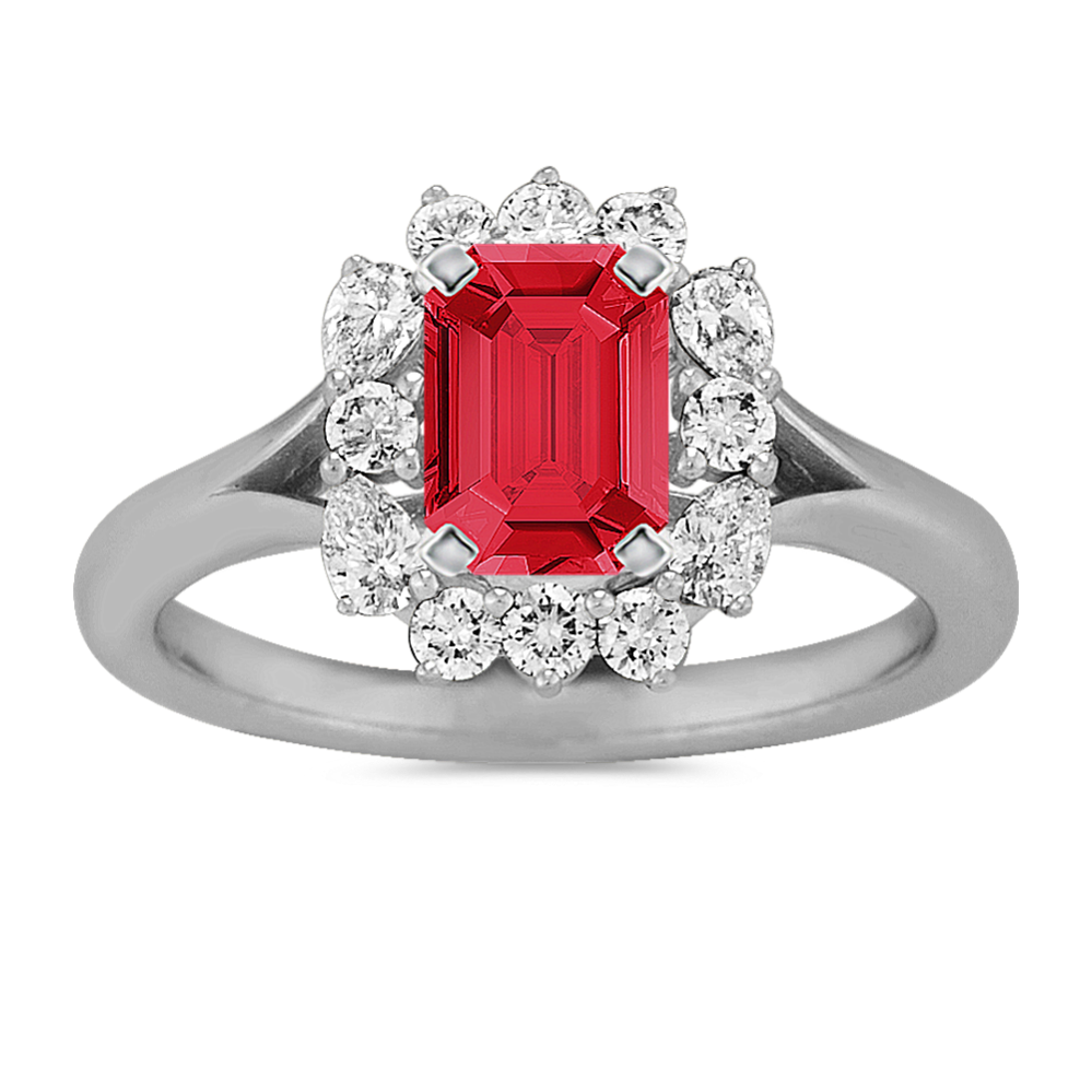 Lotus Halo Engagement Ring