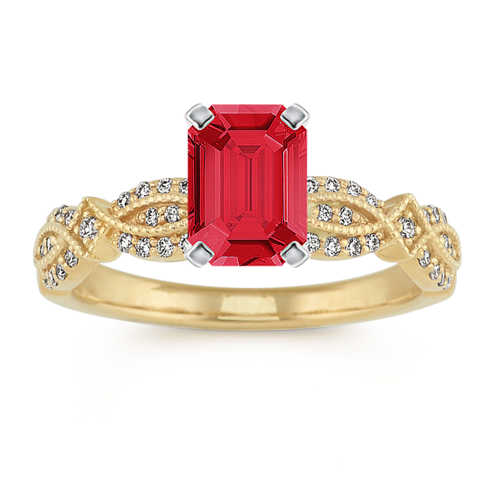 7.0 mm Natural Ruby Engagement Ring in Yellow Gold