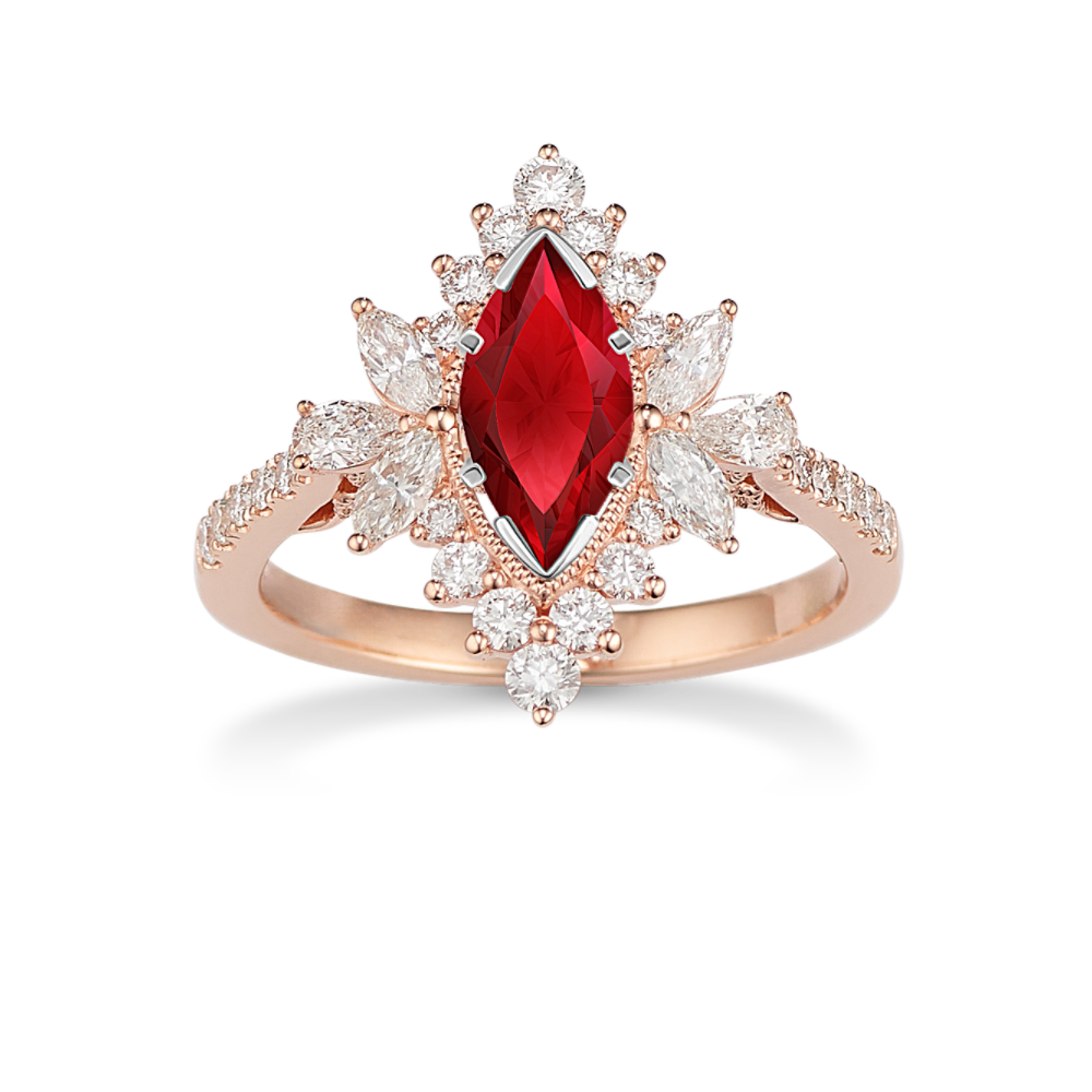 8.67 mm Natural Ruby Engagement Ring in Rose Gold
