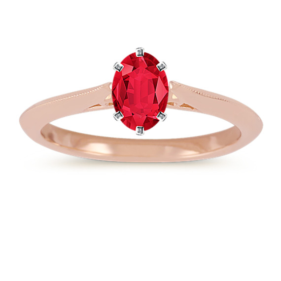 Vintage Cathedral Knife Edge Solitaire Ring with Oval Ruby