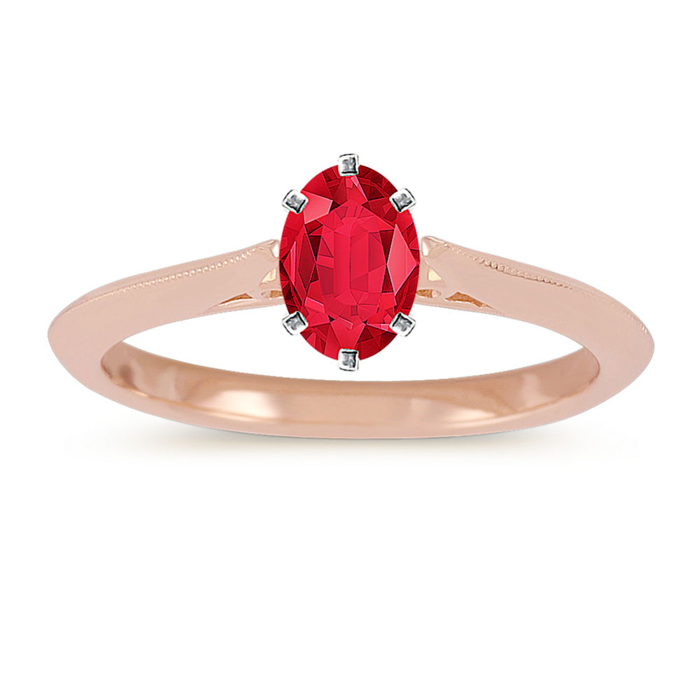 6.08 mm Natural Ruby Engagement Ring in Rose Gold