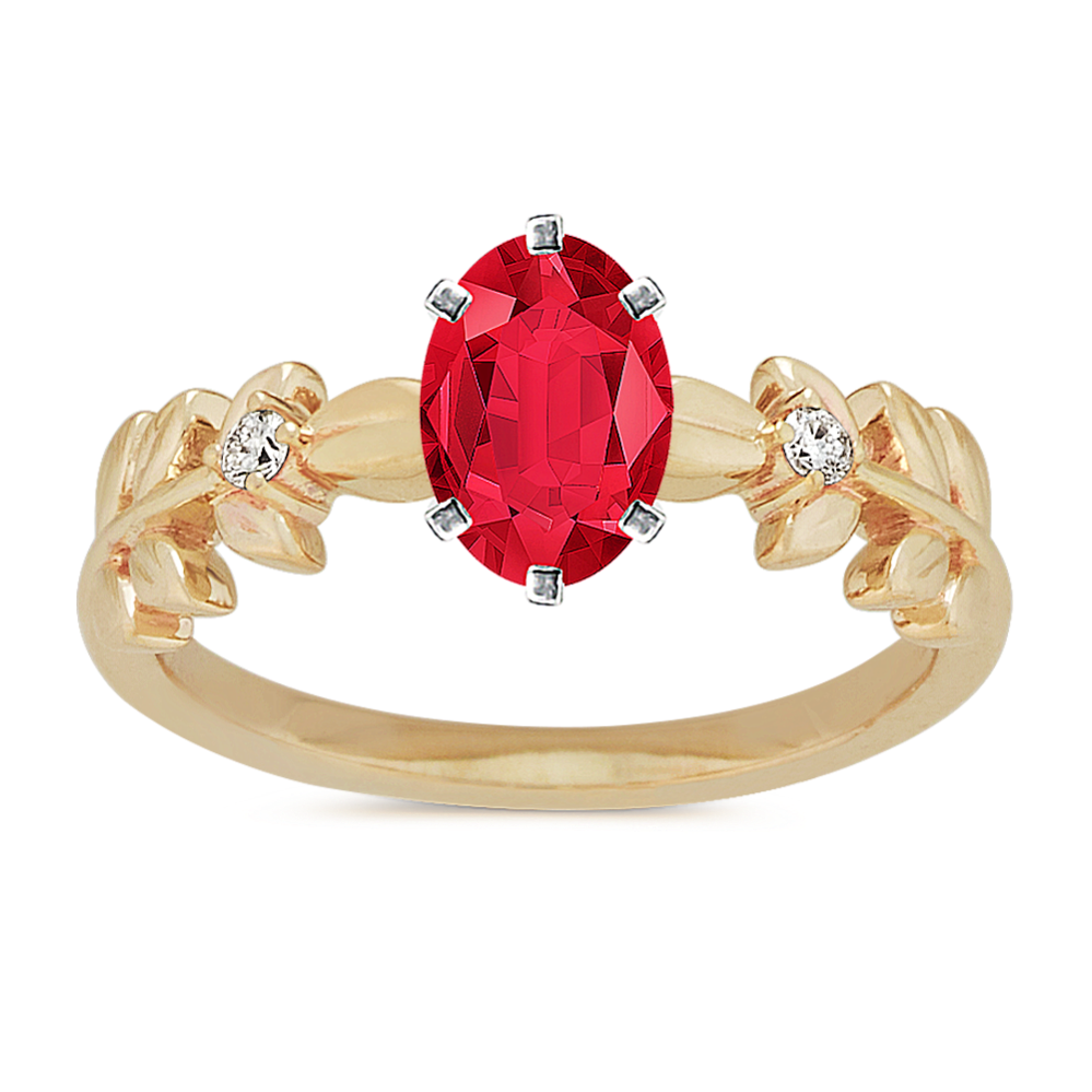 Pick-Your-Gem Diamond Leaf Ring