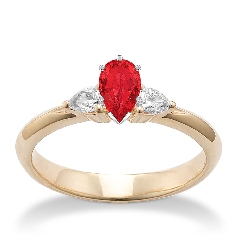 6.0 mm Natural Ruby Engagement Ring in Yellow Gold