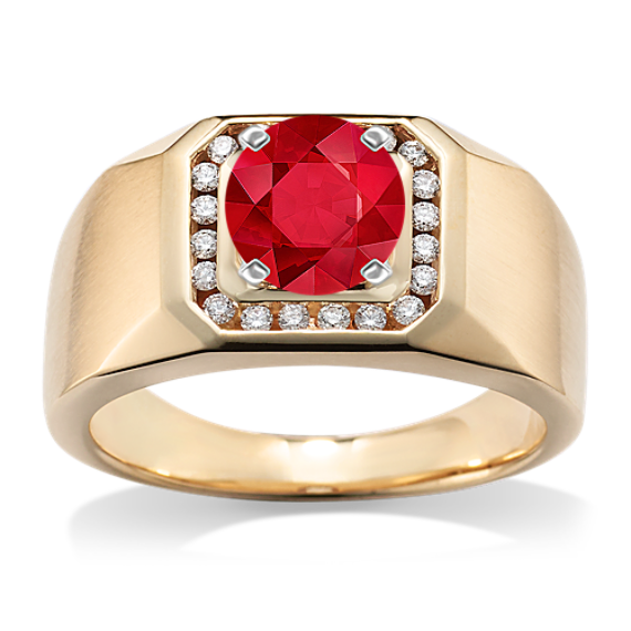 Channel-Set Halo Mens Engagement Ring (4.3mm)