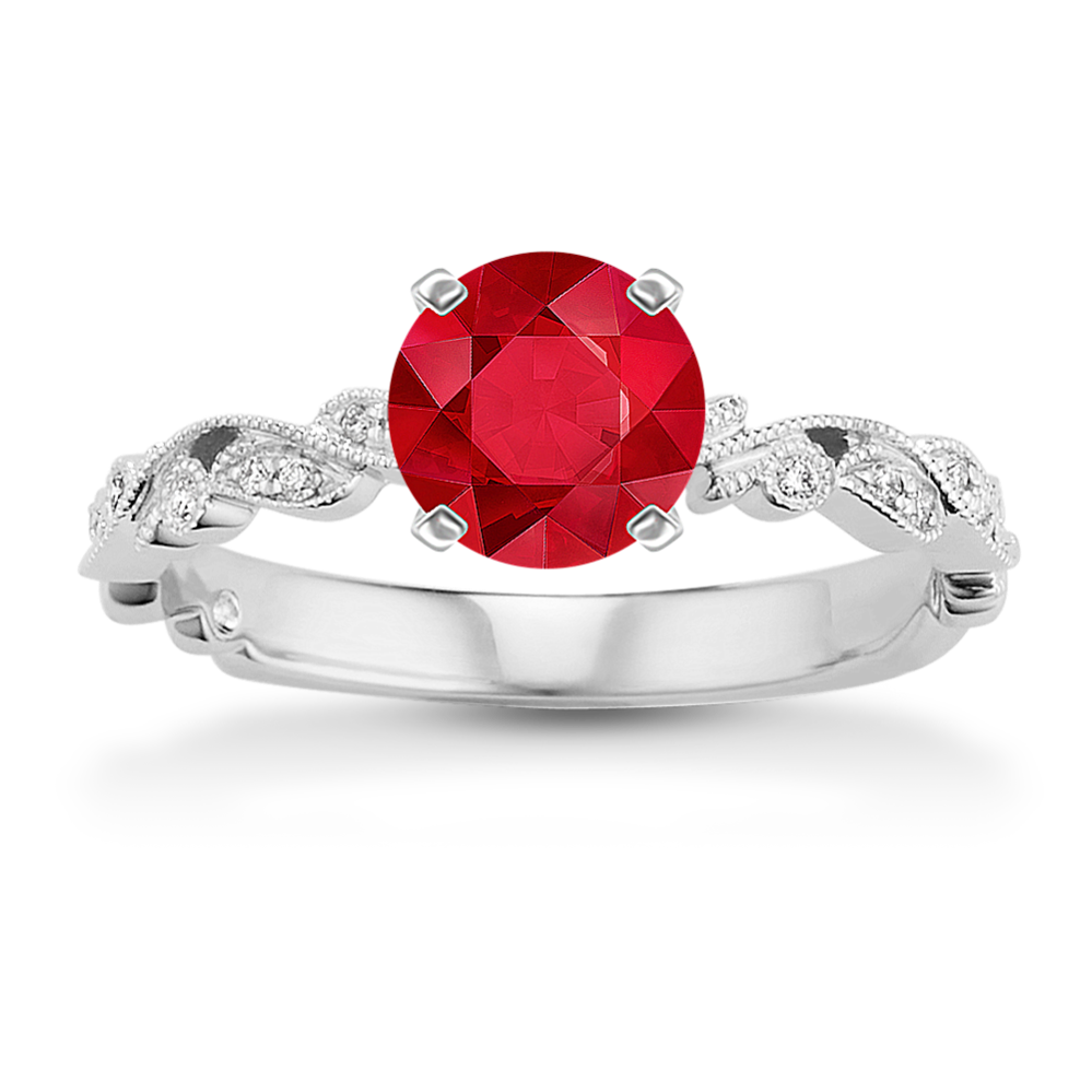 5.61 mm Natural Ruby Engagement Ring in Platinum