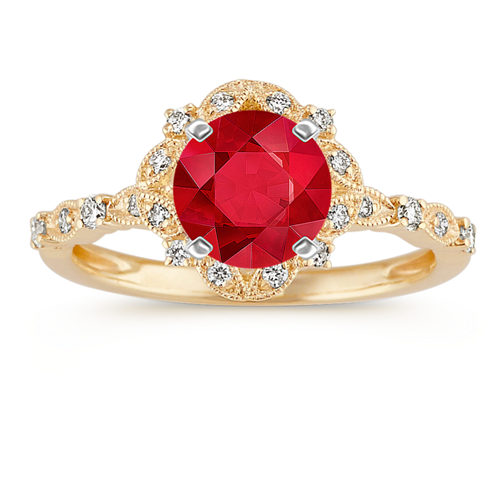 6.06 mm Natural Ruby Engagement Ring in Yellow Gold