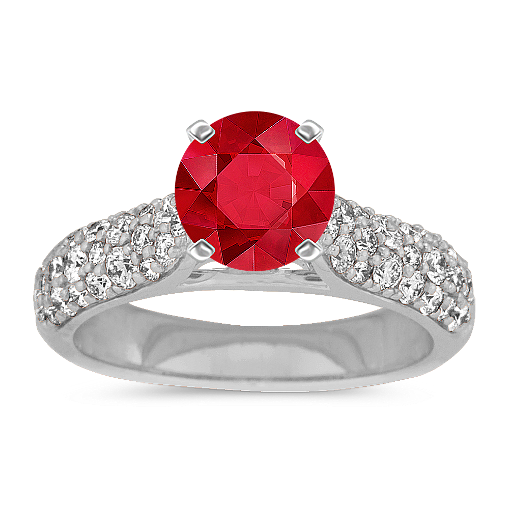 Ruby Rings,red Gems Rings,white Gold,round Cut Rings 