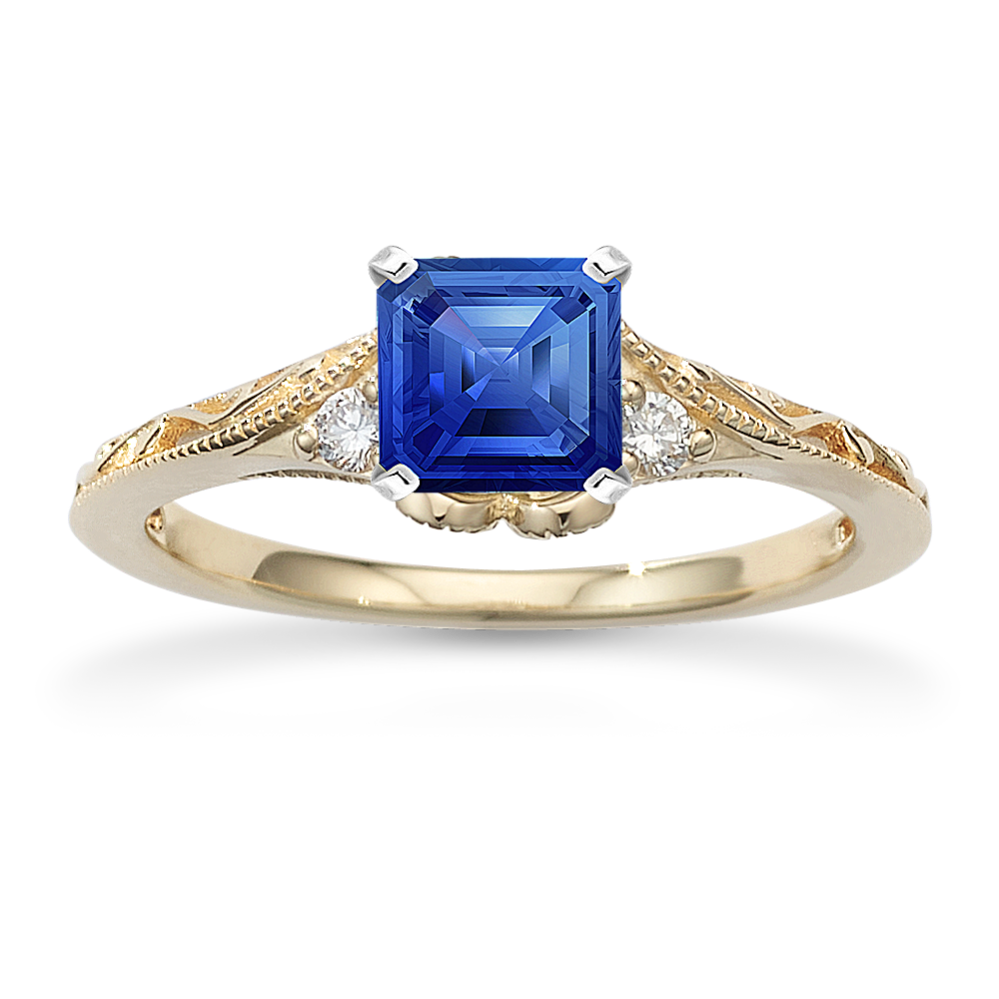 5.37 mm Traditional Natural Sapphire Engagement Ring in Yellow Gold