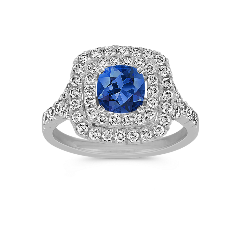 5.01 mm Traditional Natural Sapphire Engagement Ring in White Gold