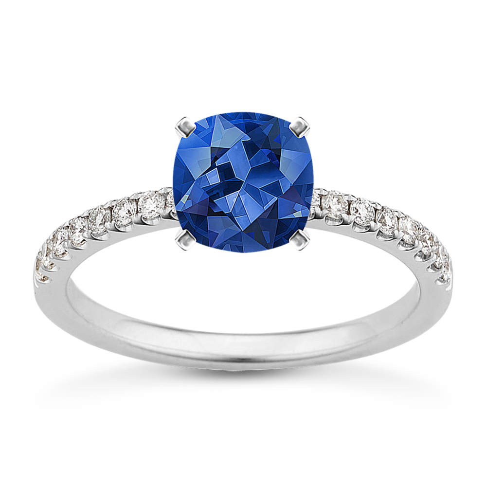 5.51 mm Traditional Natural Sapphire Engagement Ring in White Gold