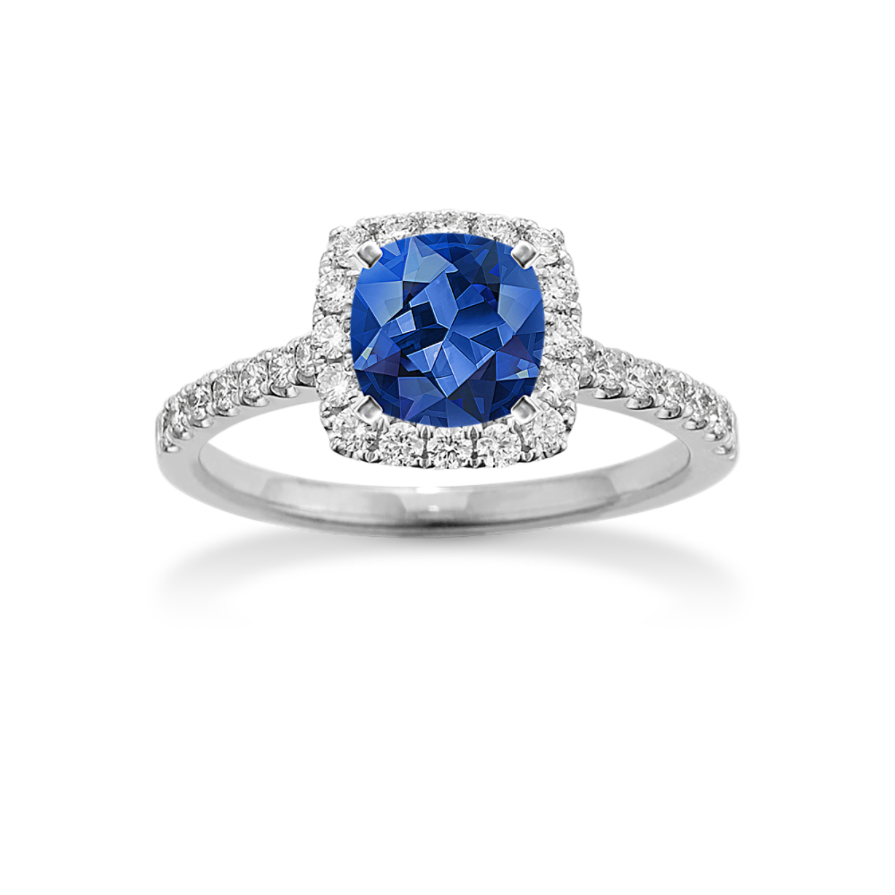 5.86 mm Traditional Natural Sapphire Engagement Ring in White Gold
