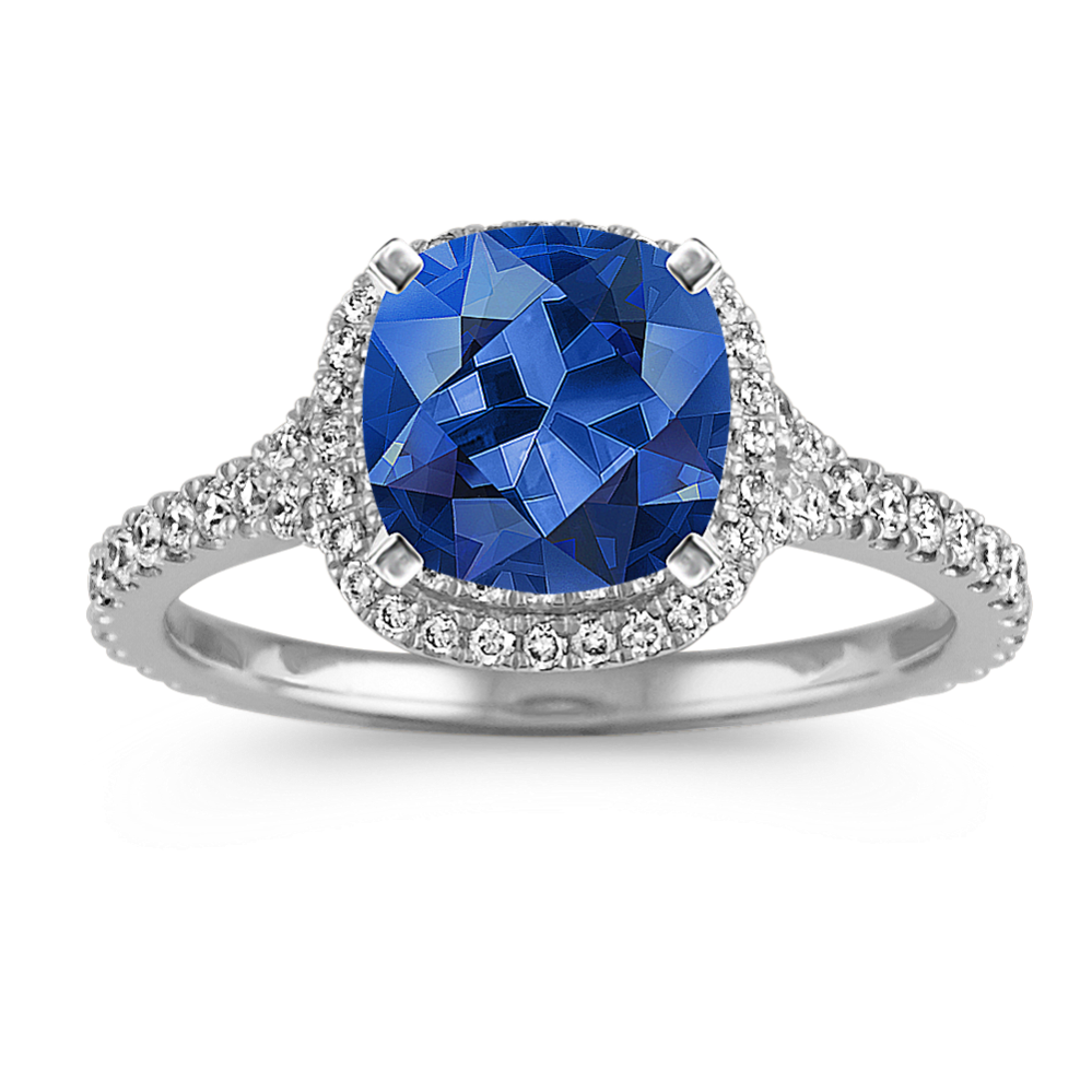 Cushion Double Halo Pave-Set Diamond Platinum Engagement Ring