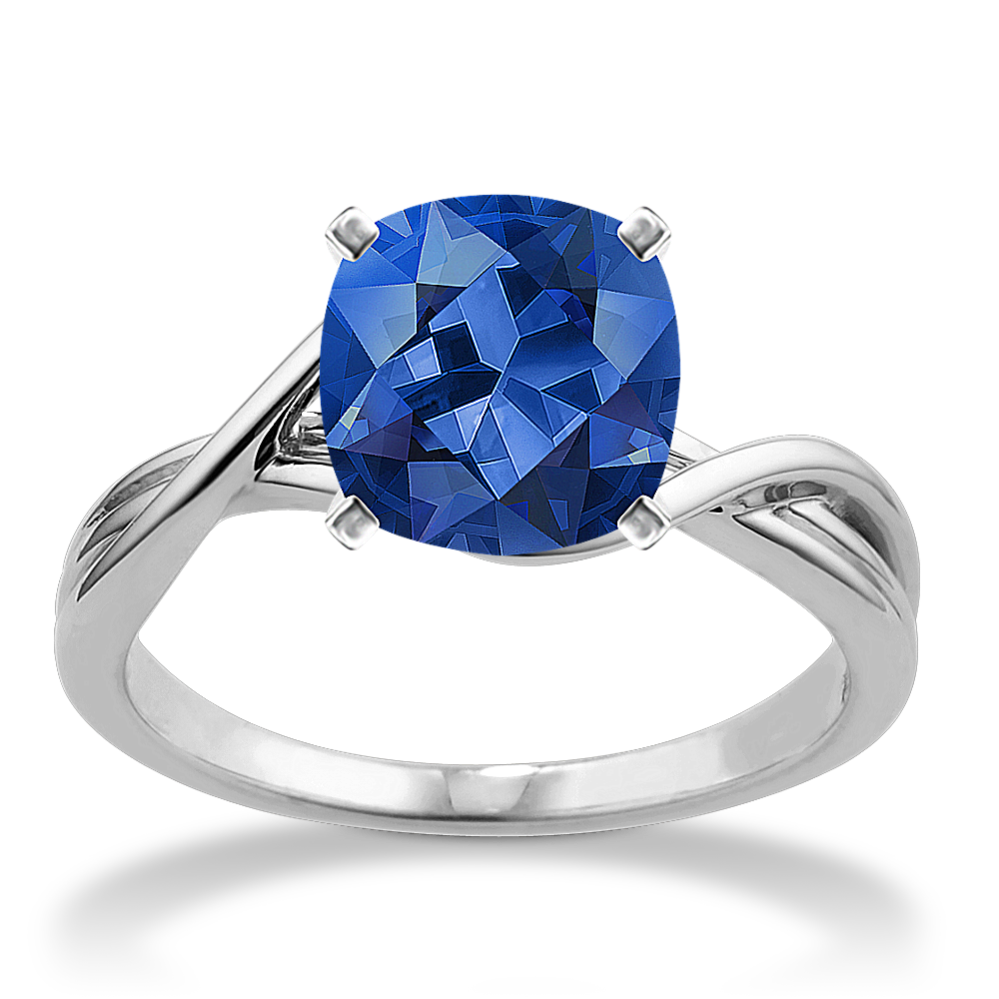 7.14 mm Traditional Natural Sapphire Engagement Ring in White Gold