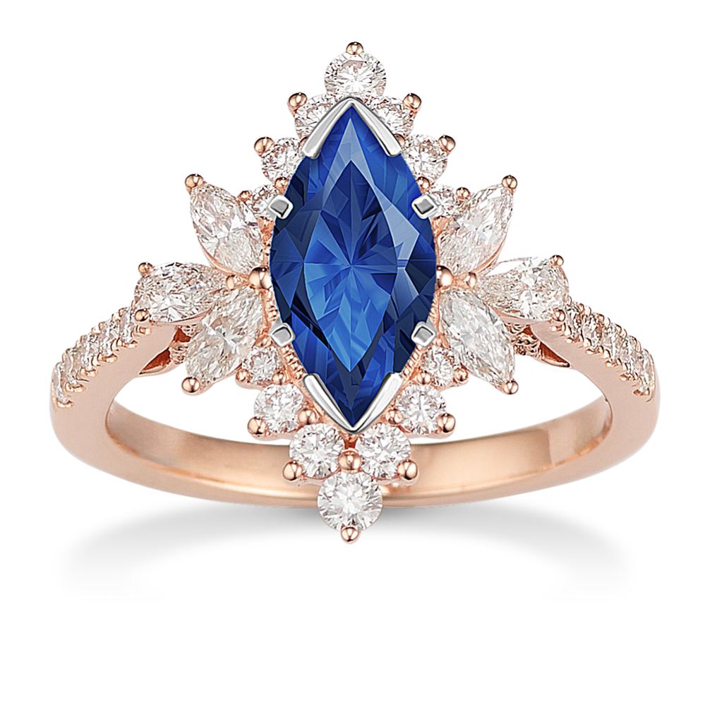 9.96 mm Traditional Natural Sapphire Engagement Ring in Rose Gold
