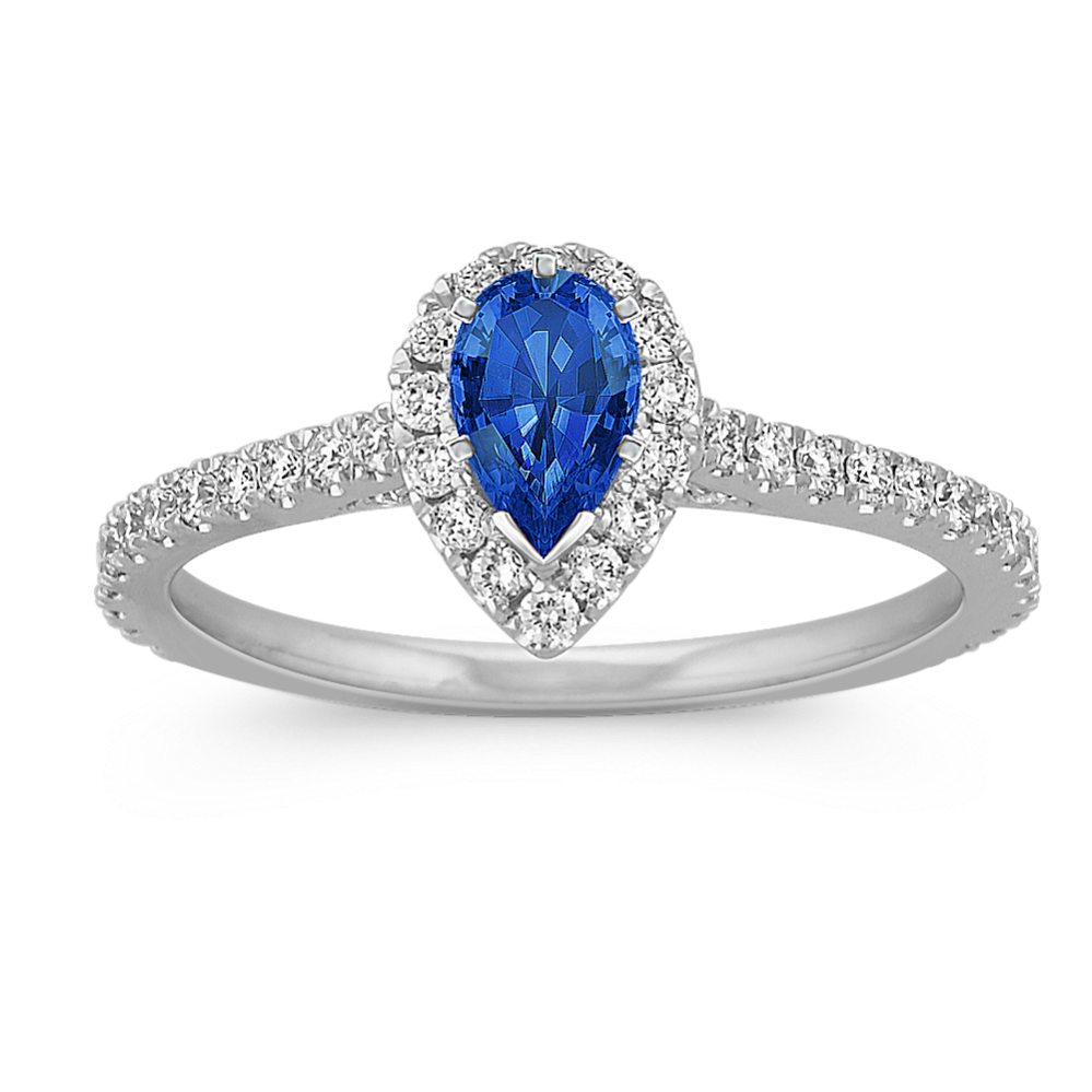 5.93 mm Traditional Natural Sapphire Engagement Ring in White Gold