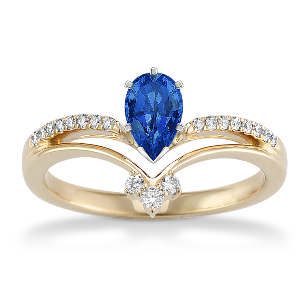 6.15 mm Traditional Natural Sapphire Engagement Ring in Yellow Gold