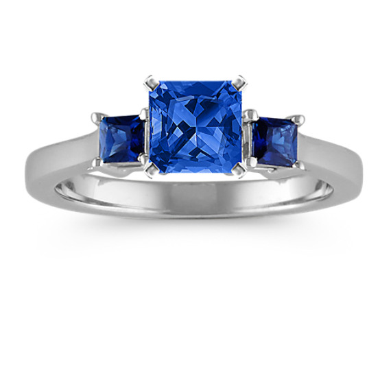 Three-Stone Princess Cut Sapphire Engagement Ring