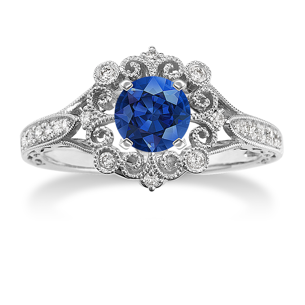 Vintage Round Diamond Engagement Ring in 14k White Gold | Shane Co.