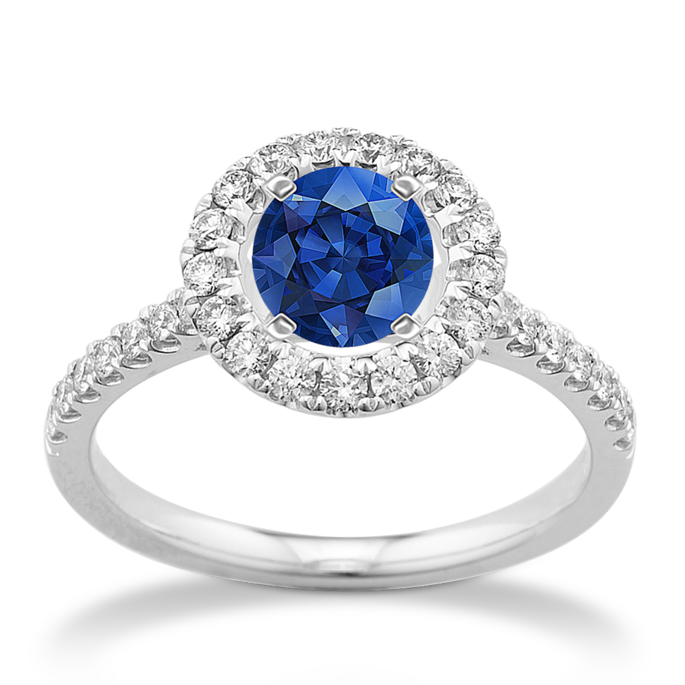5.04 mm Traditional Natural Sapphire Engagement Ring in White Gold