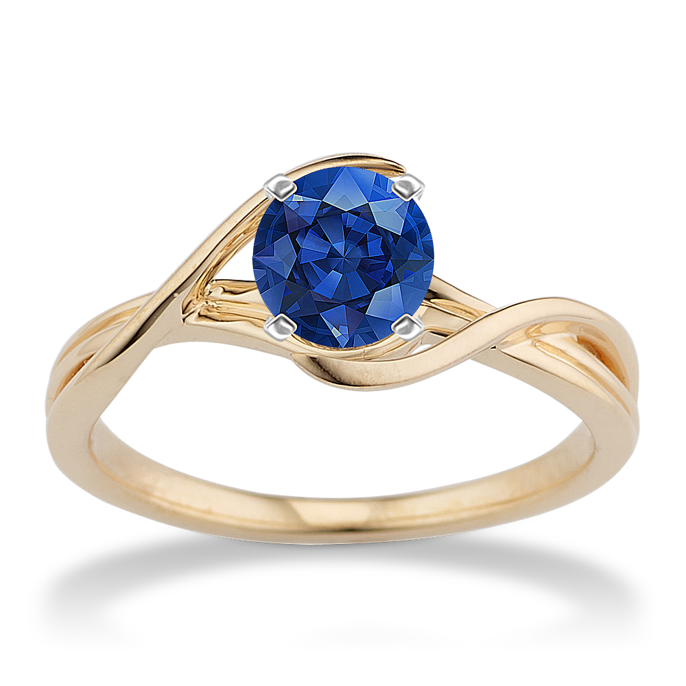 5.49 mm Traditional Natural Sapphire Engagement Ring in Yellow Gold