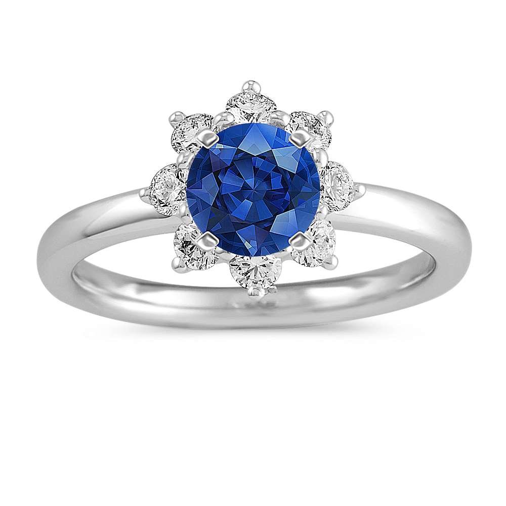5.49 mm Traditional Natural Sapphire Engagement Ring in White Gold