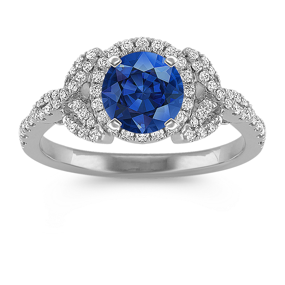 5.8 mm Traditional Natural Sapphire Fashion Ring in White Gold