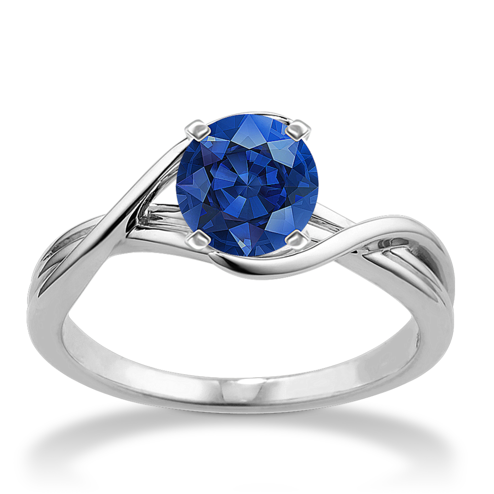 5.8 mm Traditional Natural Sapphire Engagement Ring in White Gold