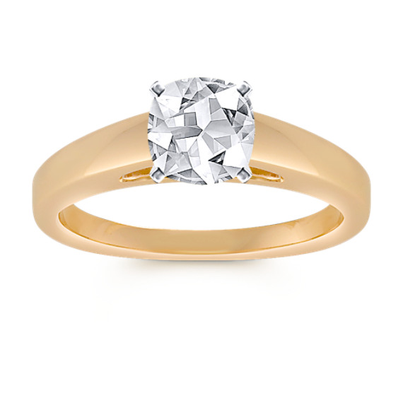 14k Yellow Gold Engagement Ring with Square Cushion Cut White Sapphire