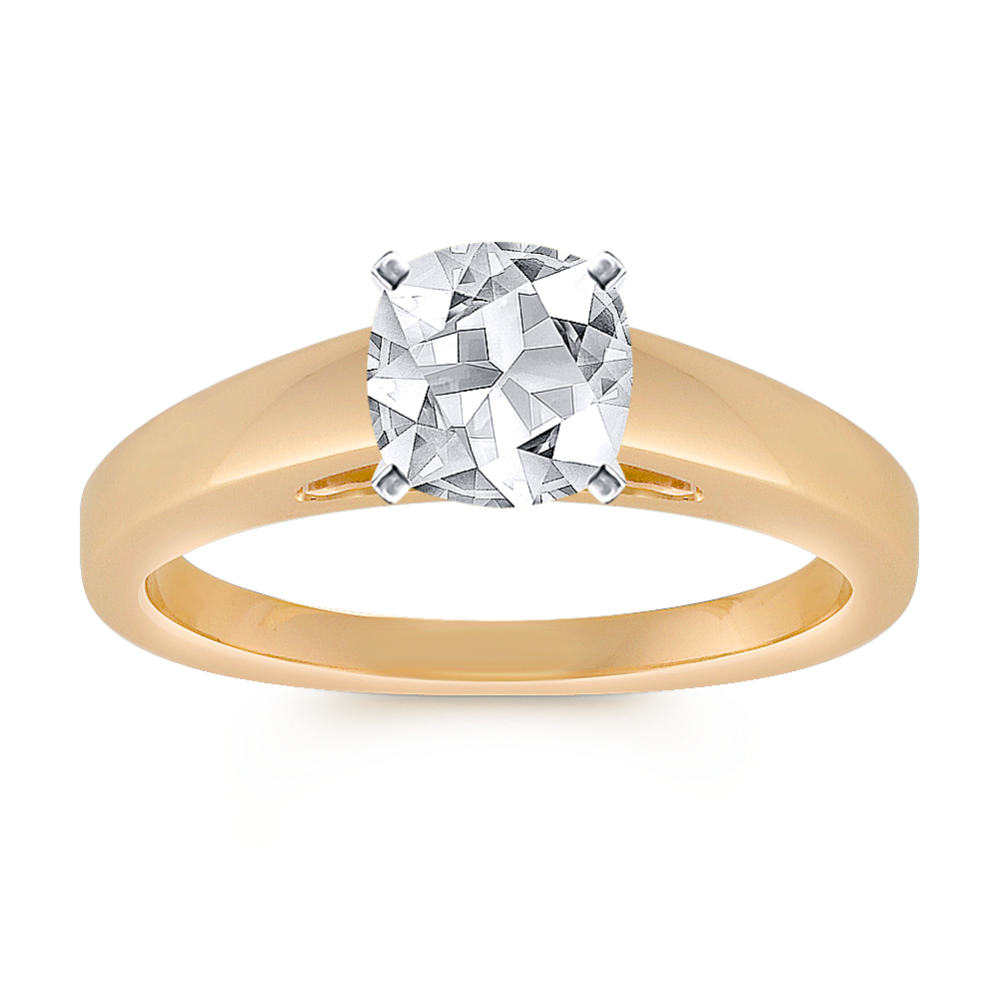 5.44 mm White Natural Sapphire Engagement Ring in Yellow Gold