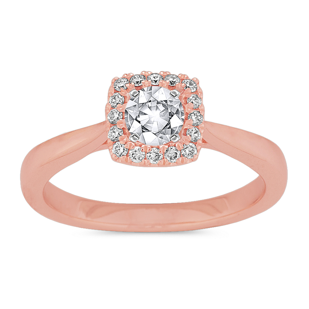 3.86 mm White Natural Sapphire Engagement Ring in Rose Gold