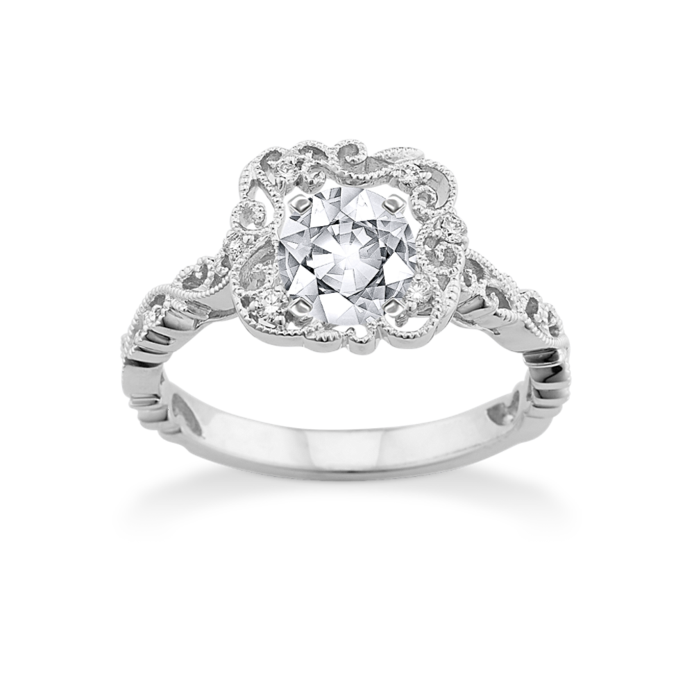 5.23 mm White Natural Sapphire Engagement Ring in White Gold
