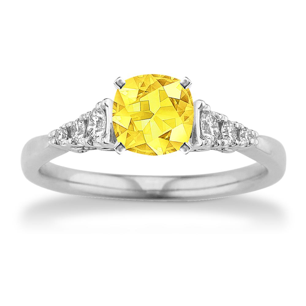 5.24 mm Yellow Natural Sapphire Engagement Ring in White Gold