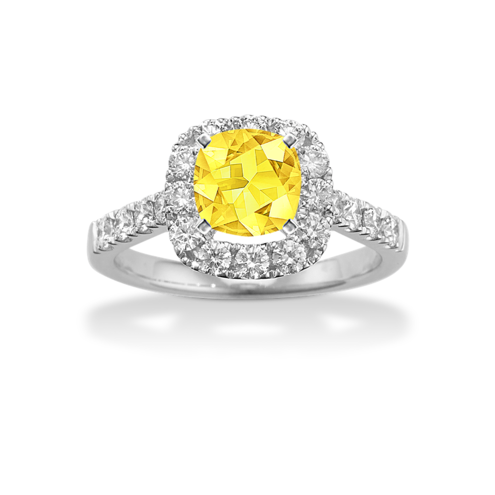 5.9 mm Yellow Natural Sapphire Engagement Ring in White Gold Shane Co.