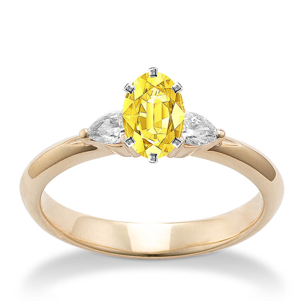 6.04 mm Yellow Natural Sapphire Engagement Ring in Yellow Gold
