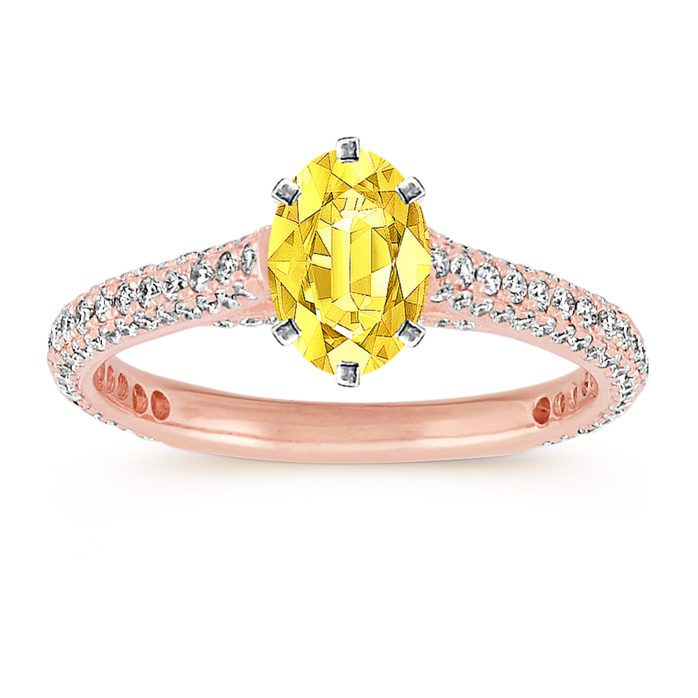 Tango Diamond Cathedral Engagement Ring in 14K Rose Gold