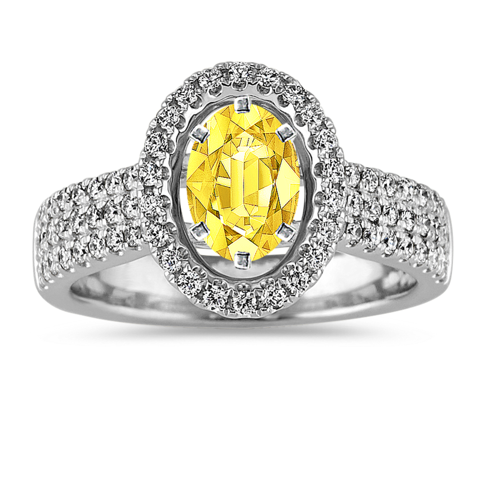 Pave-Set Diamond Halo Engagement Ring in Platinum
