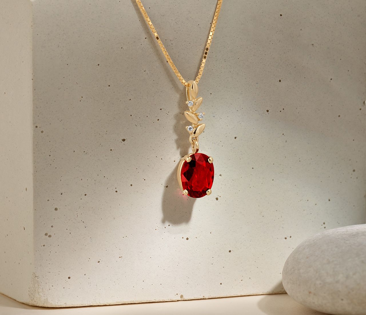 Yellow Gold and Oval Ruby Pendant