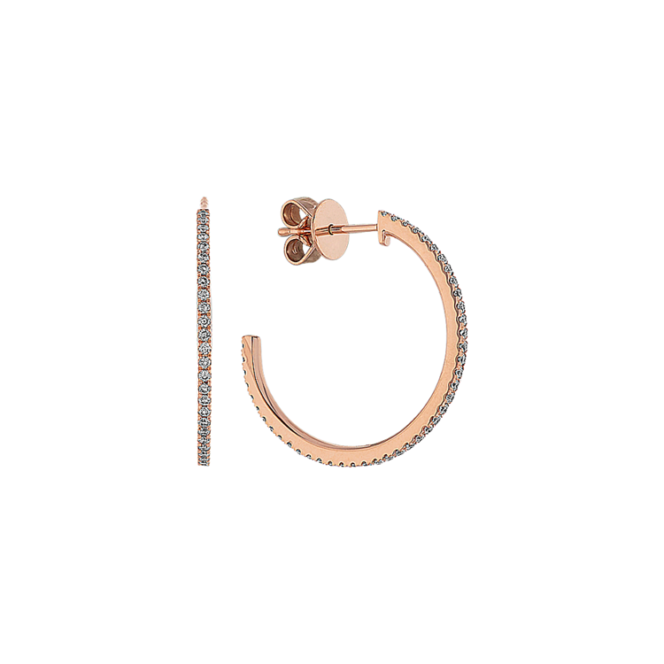 Natural Diamond Hoop Earrings in 14K Rose Gold