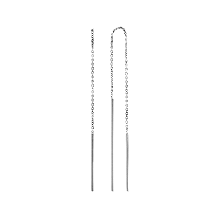 14k White Gold Bar Threader Earrings