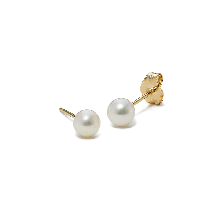 4mm Cultured Freshwater Pearl Earrings in 14k Yellow Gold